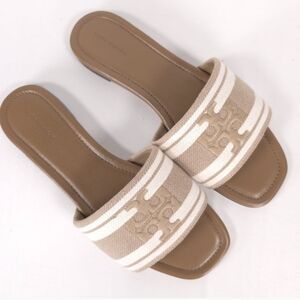Tory Burch Double T Jacquard Slide Size 10